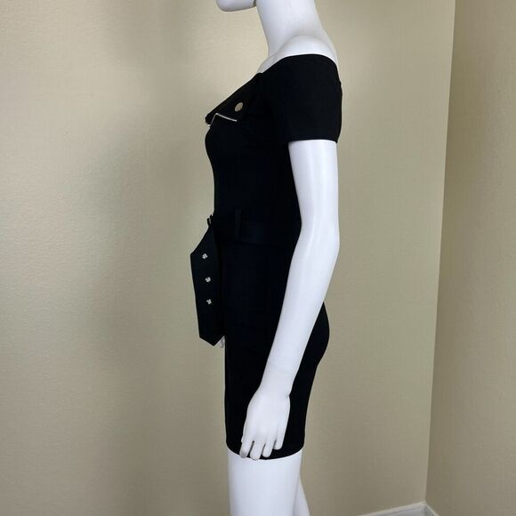 Revolve Superdown Women's Size XS Black Terri Moto Bodycon Mini Dress Rockabilly - Picture 12 of 17